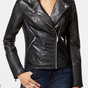 Bar III Quilted + Faux leather Moto Jacket S